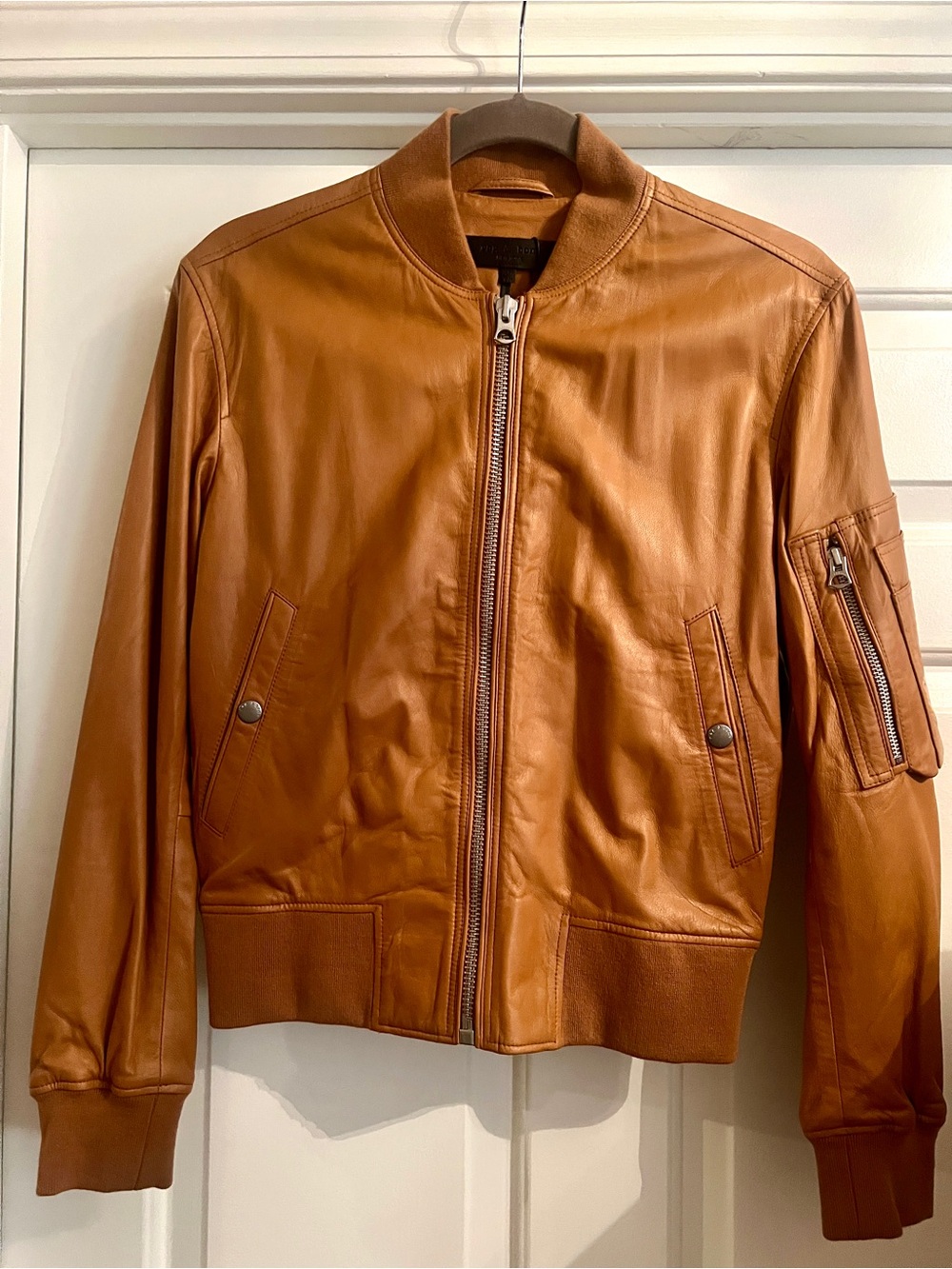 Rag & Bone Women’s XS Leather Bomber Jacket - Congnac